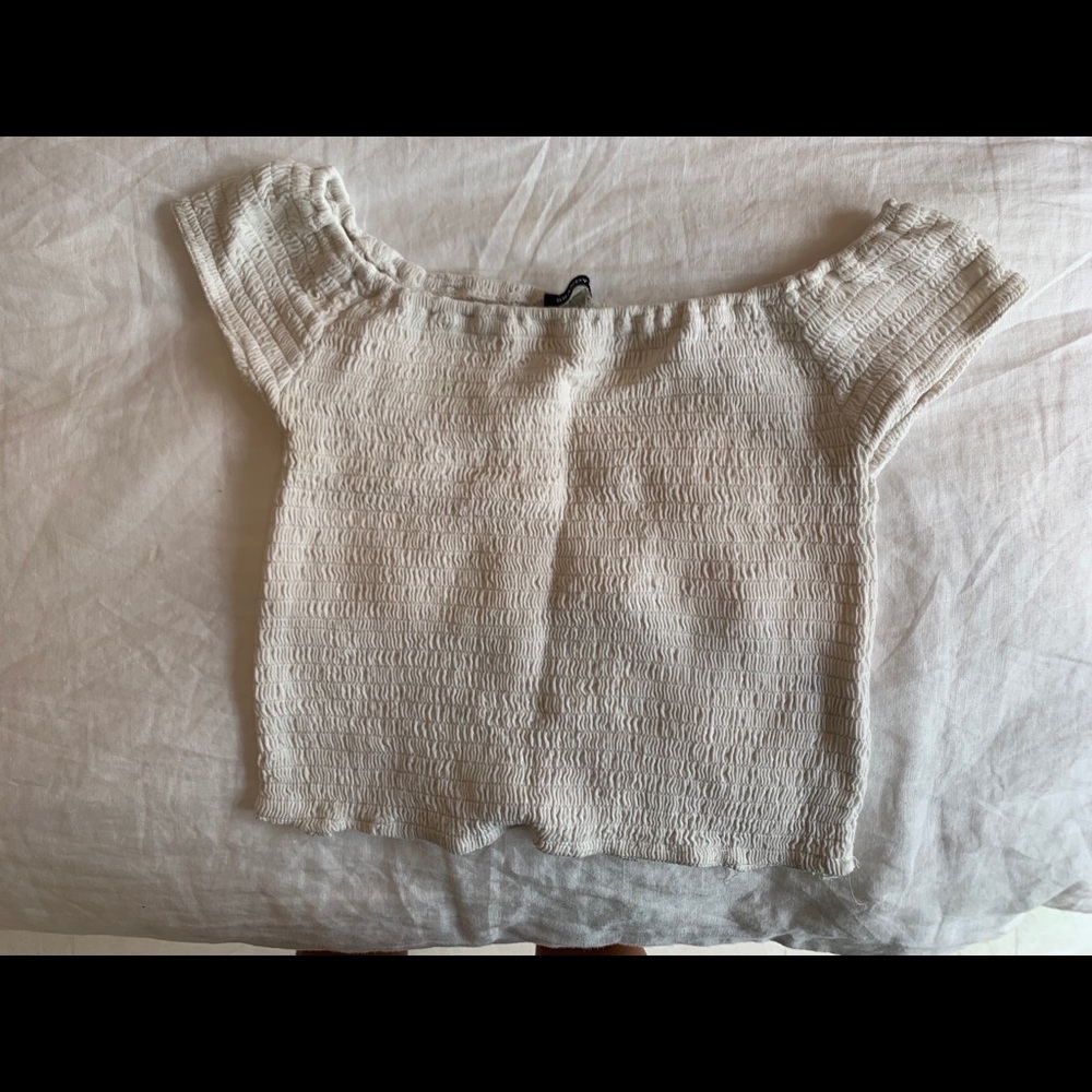 Off the shoulder white crop top